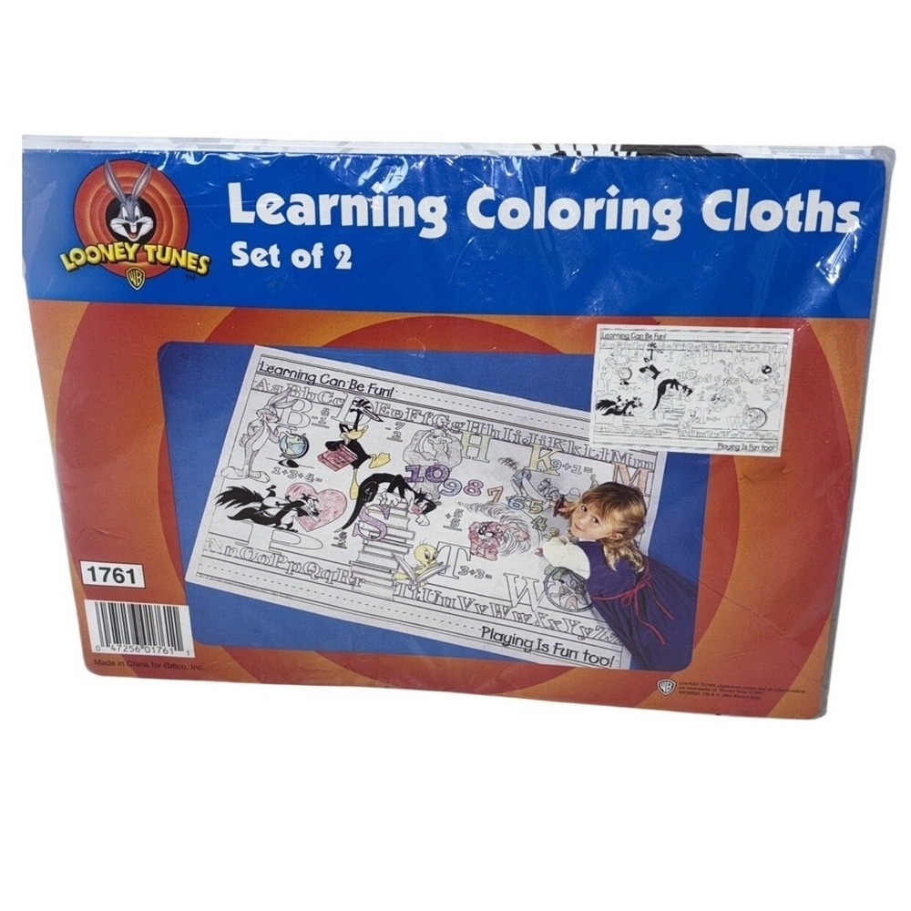 Vintage Looney Tunes Learning Coloring Cloths Set of 2 Warner Bros Bugs Bunny